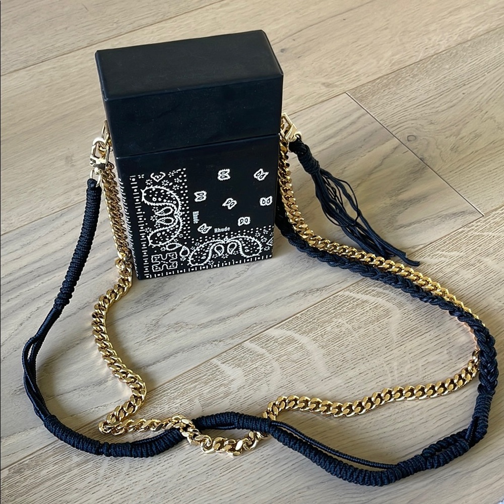 RHUDE Black bandanna cigarette Chain Strap Bag